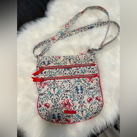 Vera Bradley Triple Zip Hipster Crossbody Shoulder Bag Sea Life - Picture 1 of 6